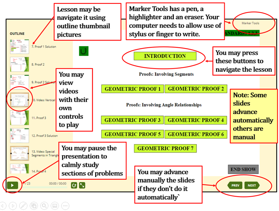 DIRECTIONS TO NAVIGATE LESSONS